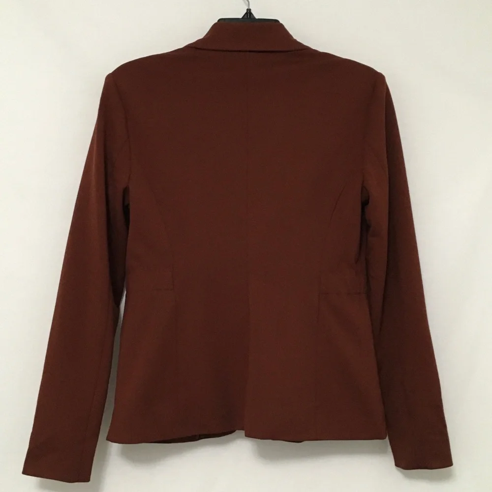 INC International Concepts Womens S Deep Sienna Brown Chain Trim Blazer Jacket - Picture 12 of 12